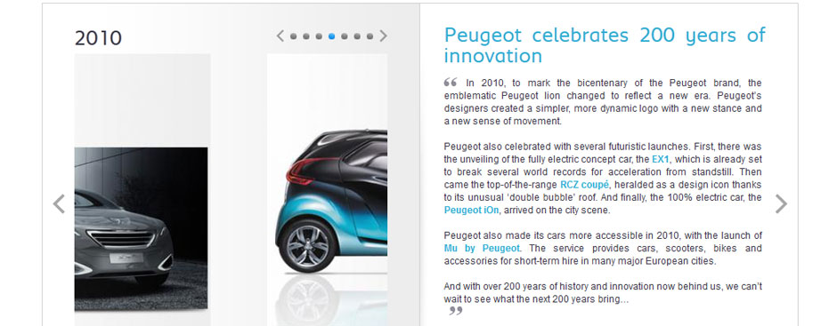 History of Peugeot Microsite